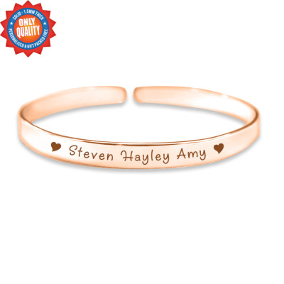 Personalised 8mm Endless Bangle - 18CT Rose Gold