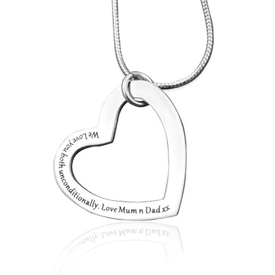 Solid White Gold Always in My Heart Necklace -