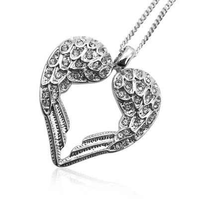 Solid White Gold Angels Heart -