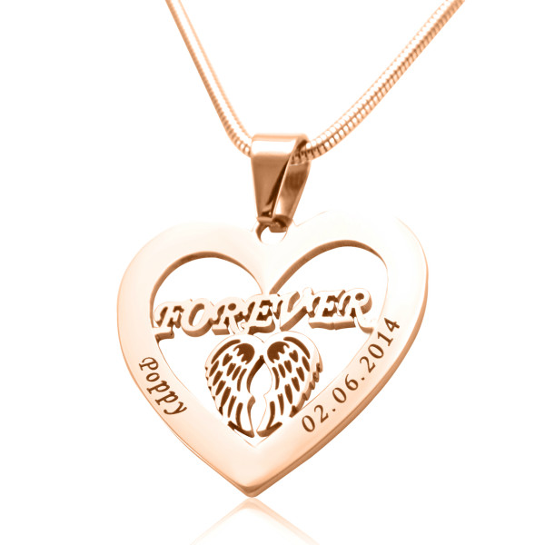 Personalised Angel in My Heart Necklace - 18CT Rose Gold