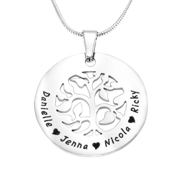Solid White Gold BFS Family Tree Necklace