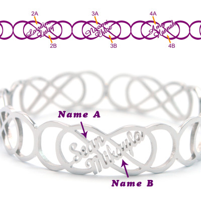 Solid White Gold Endless Double Infinity Bangles