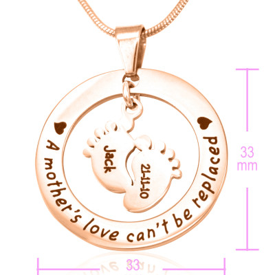 Personalised Cant Be Replaced Necklace - Single Feet 18mm - 18CT Rose Gold