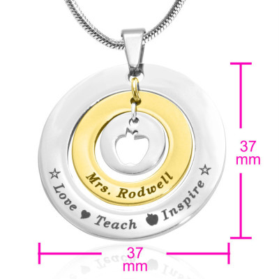 Solid Gold Circles of Love Name Necklace Teacher - TWO TONE
