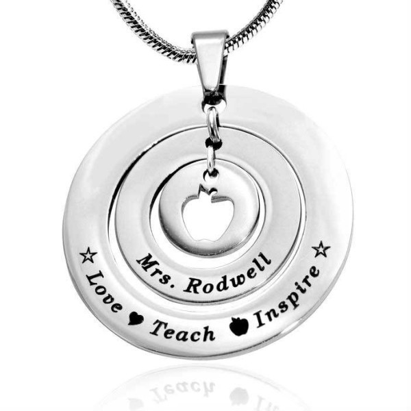 Solid White Gold Circles of Love Necklace Teacher -