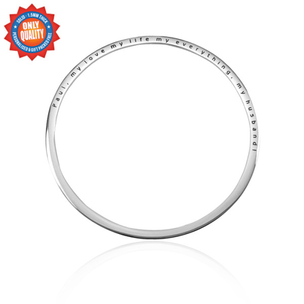 Solid White Gold Classic Bangle -