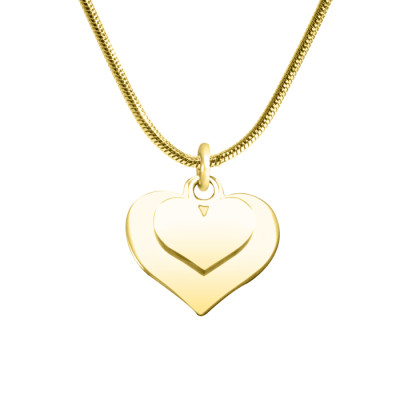 Personalised Double Heart Necklace - 18CT Gold