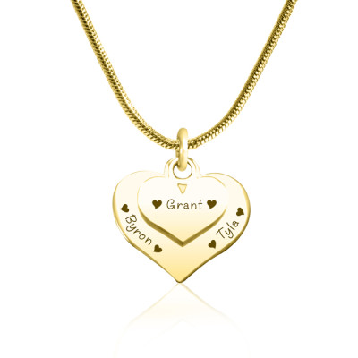 Personalised Double Heart Necklace - 18CT Gold