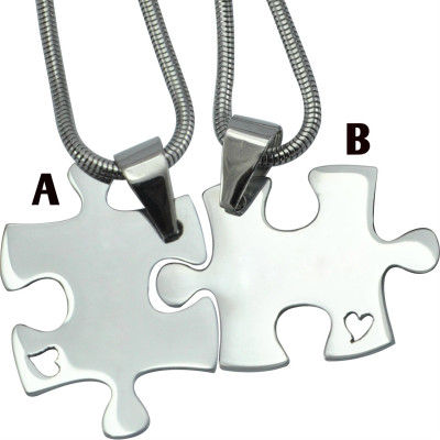 Solid Gold Forever Friends Puzzle Two Necklaces