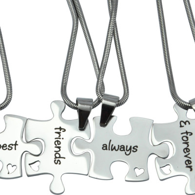 Solid Gold Forever Friends Puzzle Two Necklaces