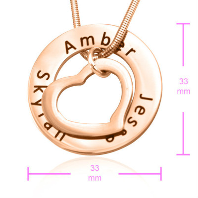 Personalised Heart Washer Necklace - 18CT Rose Gold