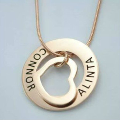 Personalised Heart Washer Necklace - 18CT Rose Gold