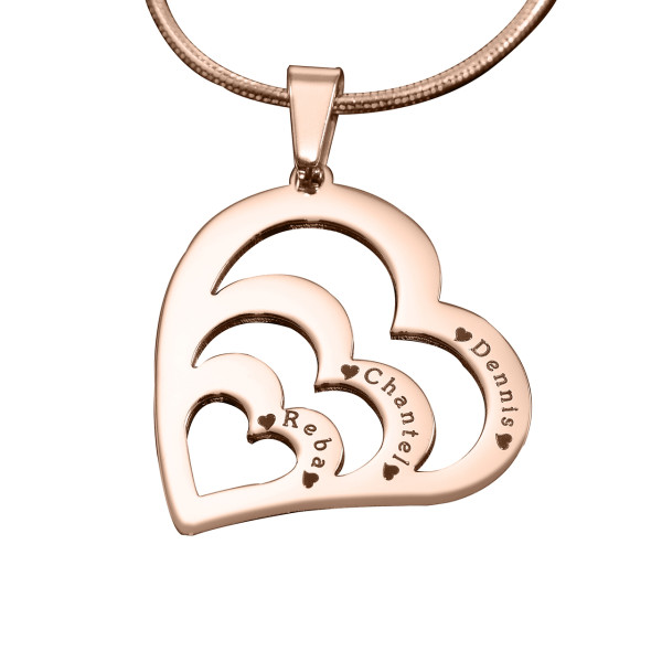 Personalised Hearts of Love Necklace - 18CT Rose Gold