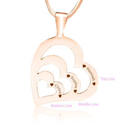 Personalised Hearts of Love Necklace - 18CT Rose Gold