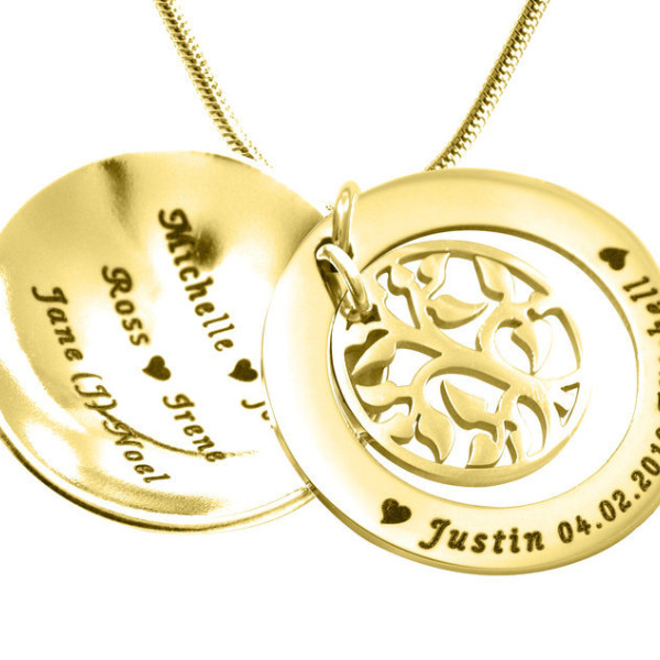 Personalised My Family Tree Dome Necklace - 18CT Gold