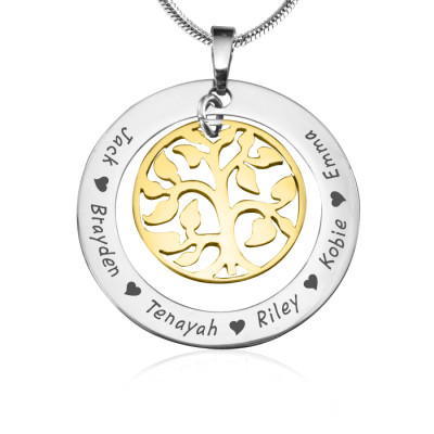 Personalised My Family Tree Necklace - Two Tone - Gold Tree