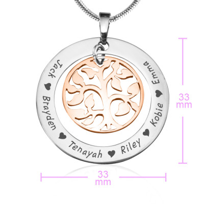 Personalised My Family Tree Necklace - Two Tone - Rose Gold Tree