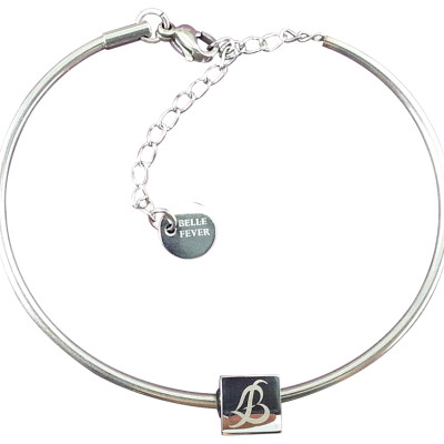 Solid White Gold Charm Bangle