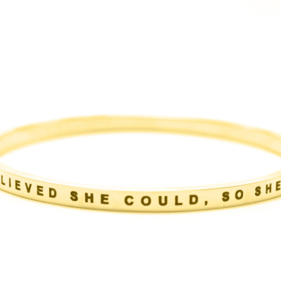 Personalised She Believed She Could Bangle - 18CT Gold