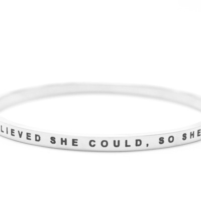 Personalised She Believed She Could Bangle - 18CT Gold