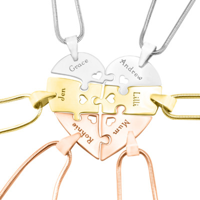 Solid Gold Hexa Heart Puzzle Necklace