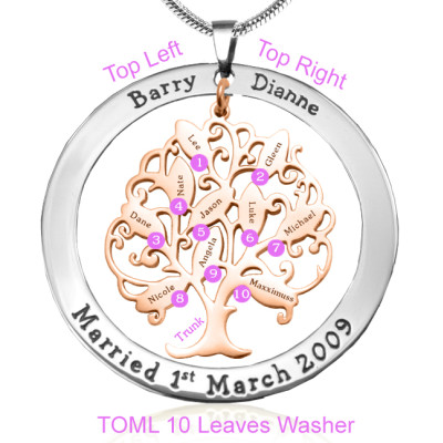 Personalised Tree of My Life Washer 10 - Two Tone - Rose Gold Tree