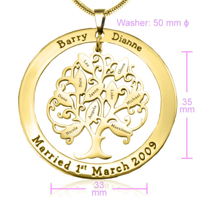 Personalised Tree of My Life Washer Necklace 10 - 18CT Gold
