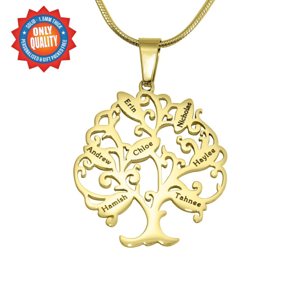 Personalised Tree of My Life Necklace 7 - 18CT Gold
