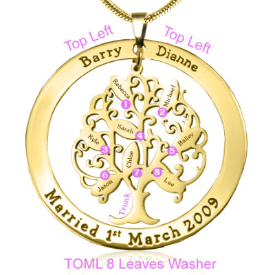 Personalised Tree of My Life Washer 8 - 18CT Gold