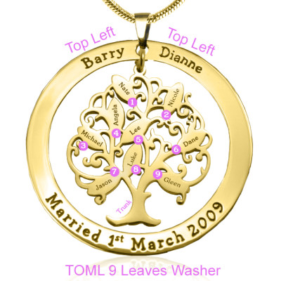 Personalised Tree of My Life Washer 9 - 18CT Gold