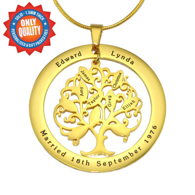 Personalised Tree of My Life Washer Necklace 10 - 18CT Gold