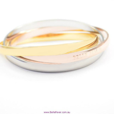 Solid Gold Mother Daughter Three Tone Bangle Set
