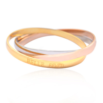Solid Gold Mother Daughter Three Tone Bangle Set