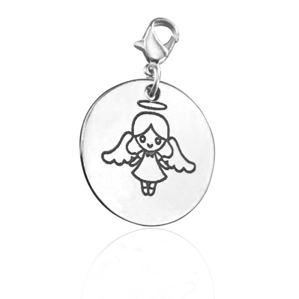 Solid White Gold Angel Charm