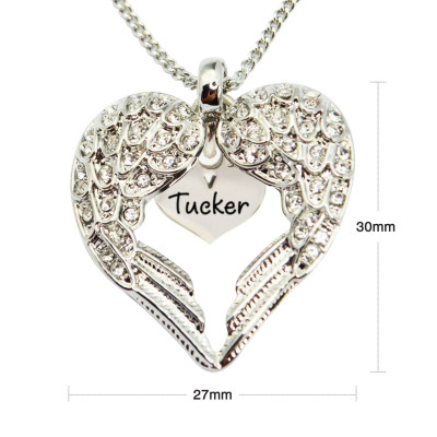 Solid White Gold Angels Heart Necklace with Heart Insert