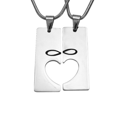 Solid White Gold Bar of Hearts Two Necklaces