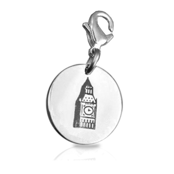 Solid White Gold Big Ben Tower Clock Charm