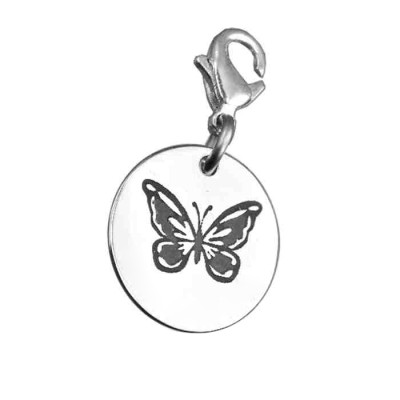 Solid White Gold Butterfly Charm