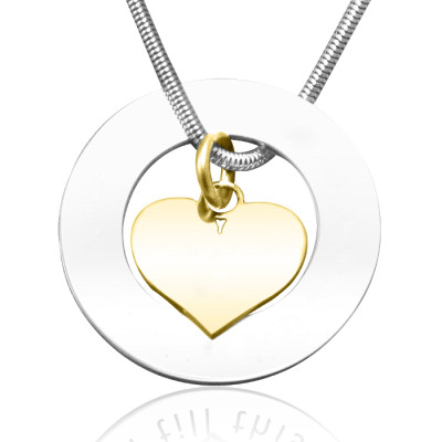 Personalised Circle My Heart Necklace - Two Tone HEART - Solid Gold