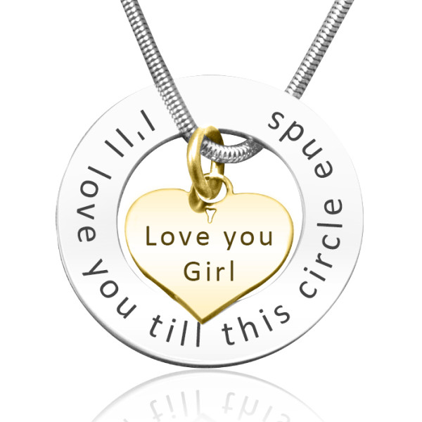 Personalised Circle My Heart Necklace - Two Tone HEART - Solid Gold