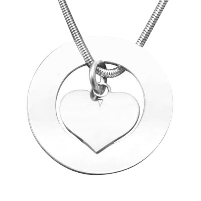 Solid White Gold Circle My Heart Necklace -