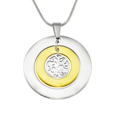 Solid Gold Circles of Love Name Necklace Tree - TWO TONE