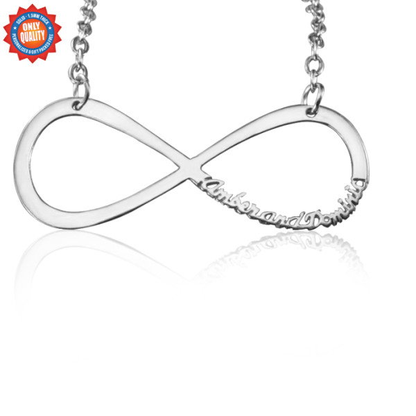 Solid White Gold Classic Infinity Name Necklace -