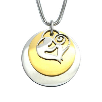 Solid Gold Mother's Disc Double Name Necklace - Two Tone