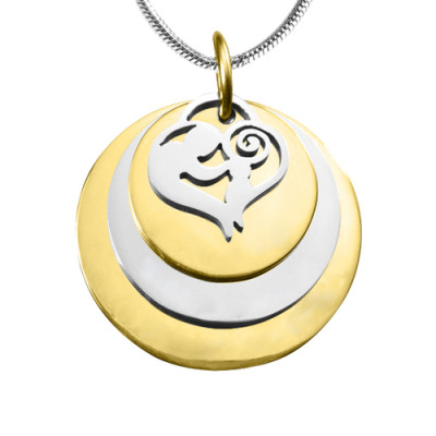 Solid Gold Mother's Disc Triple Name Necklace - TWO TONE