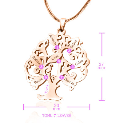 Personalised Tree of My Life Necklace 7 - 18CT Rose Gold