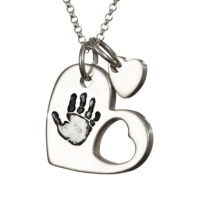 18CT White Gold Cut Out Heart Handprint Necklace