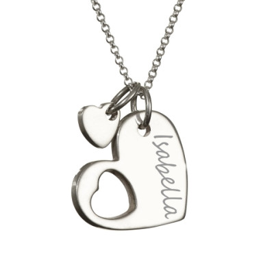 18CT White Gold Cut Out Heart Handprint Necklace