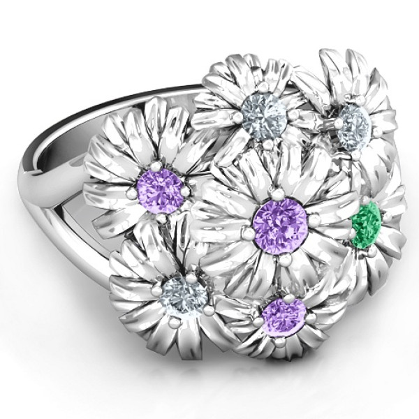 In Full Bloom Solid White Gold Ring