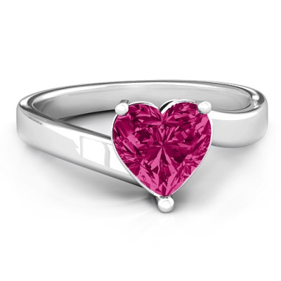 Passion Large Heart Solitaire Solid White Gold Ring